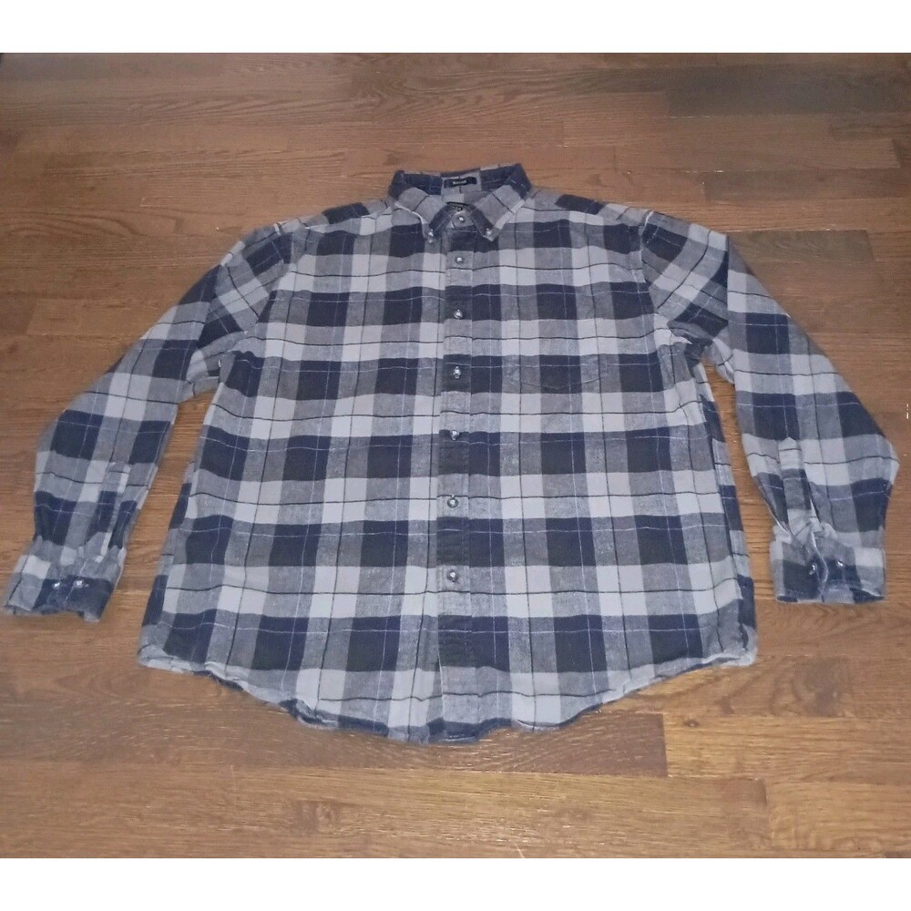Pendleton Mason Shirt Mens XL Plaid Flannel Black Blue Gray Button Front